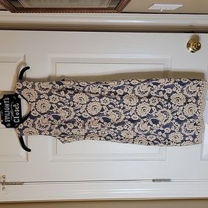 Vince Camuto Size 2 Dress Blue Beige Lace Sleeveless Floral